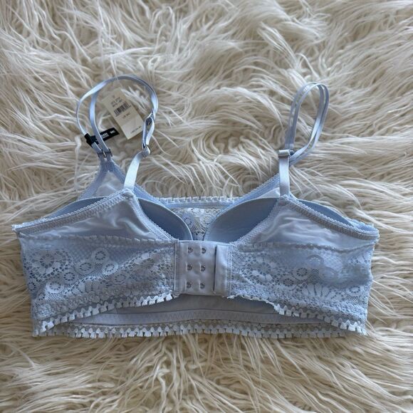 Aerie Real Power Wireless Push Up Joy Convertible Lace Bra Size 34C Light Blue - Picture 8 of 10